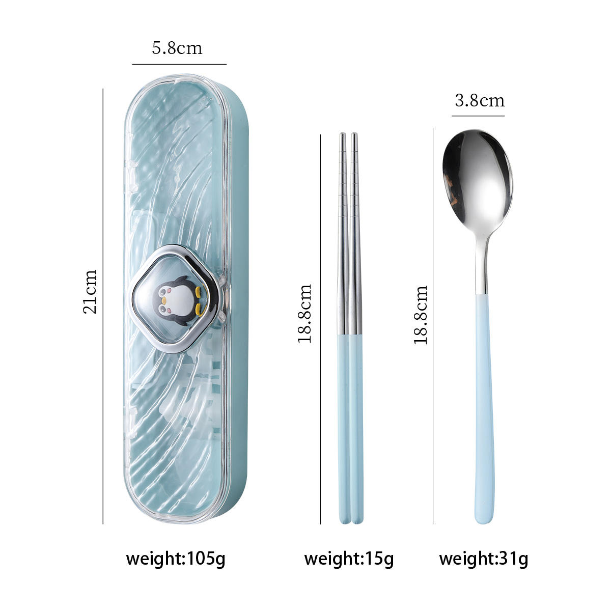 Cartoon Portable Two-Piece Dinnerware Set  (blue)