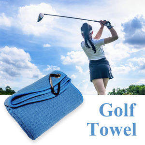 Serviette de golf en microfibre de coton tissée jacquard à séchage rapide <span class=keywords><strong>avec</strong></span> clip mousqueton, motif gaufré et fermeture auto-agrippante - Product Image 3