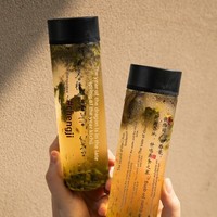 Bouteille jetable ronde de 300 ml, 400 ml, 500 ml, bouteille en plastique cylindrique pour thé au lait, boisson, jus, eau, avec bouchon à vis