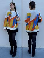 Pulls graphiques pour chat, style color block vintage, col rond oversize, tricoté, avec logo frontal, manches longues, hauts de Noël, Chine