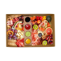 Boîte alimentaire ZY écologique en kraft avec inserts pour pâtisseries, gaufres, sushis, brownies, biscuits, et compartiments pour sauces et trempettes, avec couvercle supérieur