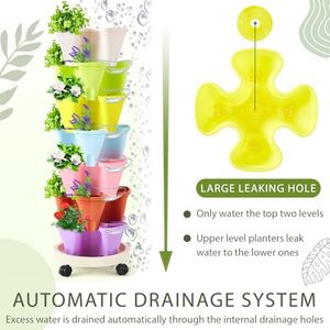 JIN PENG A30 Torre Idroponica per Fragole, Sistema di Irrigazione Verticale <span class=keywords><strong>a</strong></span> Goccia, Vaso Cilindrico Fai-<span class=keywords><strong>da</strong></span>-Te - Product Image 5