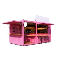 Container Mobile per Caffetteria da 20 Piedi, Chiosco Portatile con Bancone Bar, Stand Vintage per Fast Food e Bevande