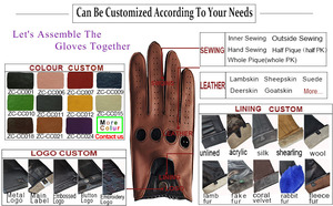 Woman / <strong>Men</strong> Perforated Fashion Sofl Sheepskin Full Finger Summer Unlined <strong>Leather</strong> Driving <strong>Gloves</strong> - Product Image 6