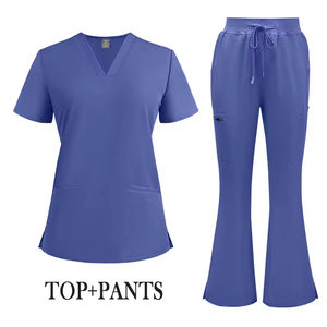 Ensemble uniforme de pantalon évasé pour salon de beauté, nouveau modèle 2026, plusieurs couleurs, blouses médicales chirurgicales, tissu tissé peigné, vêtements de travail pour hôpital - Product Image 4