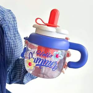 Vente en gros de nouvelles gourdes en plastique de 1100 ml avec paille, motif ours en 3D, bouteille d'eau en plastique <span class=keywords><strong>portable</strong></span> pour l'extérieur - Product Image 6