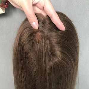 En gros 100% Chinois Remy Mono Base de Cheveux Humains Topper 5 Clips en Mono Top Toupet pour Femmes Blanches Postiche - Product Image 2