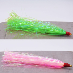 105mm Teasers de pêche en tube de laiton avec queue scintillante en Mylar, jupes et montages pour leurres de pêche <span class=keywords><strong>au</strong></span> flounder à cheveux, pour la pêche en eau salée et en eau douce - Product Image 3