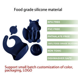 Juego de alimentación para bebés, <span class=keywords><strong>cubiertos</strong></span> para niños, cuenco de succión de silicona, babero, plato, vajilla para bebé sin BPA, estilo de dibujos animados, <span class=keywords><strong>6</strong></span>-36 <span class=keywords><strong>meses</strong></span>, <span class=keywords><strong>6</strong></span> uds. - Product Image 2