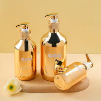 Bouteille de lotion en plastique or argent électrolytique de luxe 300ml 400ml 500ml avec pompe pour bouteille de gel douche shampooing revitalisant