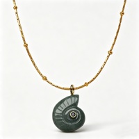 Nouveau Collier en Pierre Naturelle Océanique, Pendentif Coquillage, Acier Titane Plaqué Or 18K, Incrustation de Zircon, Vente en Gros pour Femmes
