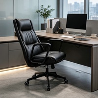 Chaise de bureau exécutive ergonomique en cuir PU pivotante, siège de travail réglable pour ordinateur, chaise de bureau