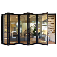 Portes pliantes en verre pour l'intérieur, séparateur de salon, système de portes pliantes en verre à économie d'énergie pour villa et appartement