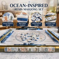 Juego de Mahjong Americano de Acrílico Personalizado de Lujo Moderno Azul Waterside 2026, Portátil, con Diseño Oceánico, para Entretenimiento de Adultos