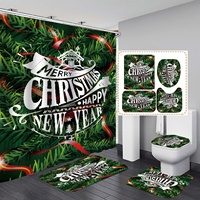 Nouvelle collection de tapis de bain et rideaux de douche imprimés avec des motifs de Noël, ensemble de salle de bain créatif