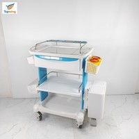 Chariot médical professionnel moderne en ABS pour soins infirmiers, 3 tiroirs, étagère multi-crochets, verrouillage centralisé, atelier, entrepôt