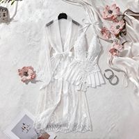 Peignoir de Nuit Femme Sexy et Romantique, Style Européen et Américain, Confortable, Transparent, Séduisant, en Dentelle