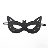 Masque de mascarade œil de chat en cuir PU noir, masque demi-visage pour Halloween, bande élastique, costume de fête cosplay, masque facial pour adultes et enfants