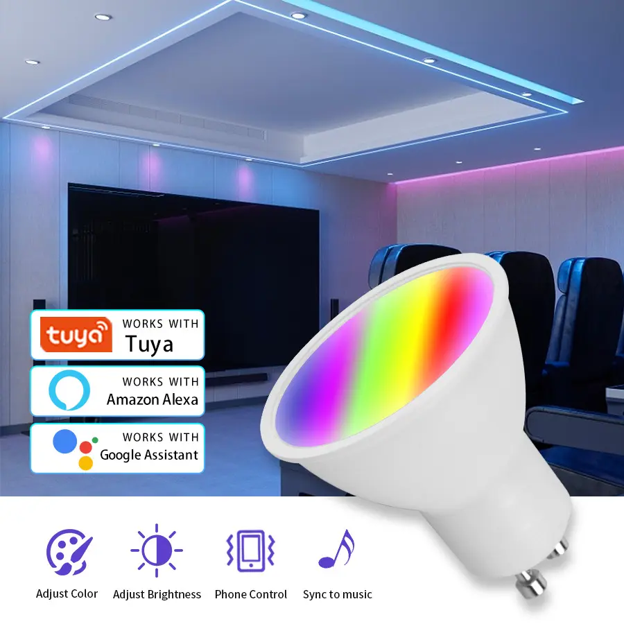 GU10 Wireless Smart WiFi LED-Scheinwerfer für Alexa und Google Dim mable Glühbirne