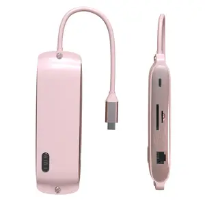 Usb-c型集线器8合1扩展坞，带SD/tf卡读卡器PD充电HDMI4K RJ45扩展集线器USB3.0/2.0，适用于华为MACOS