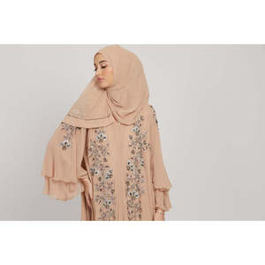 Vestido de noche en capas abaya abierto adornado floral de lujo de la Riviera francesa - Product Image 3