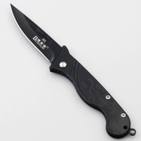 Noir petit acier inoxydable camping en plein air pliable poche survie couteau de chasse