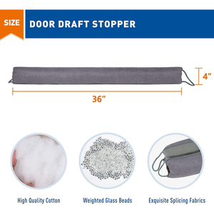 Weighted <strong>Long</strong> Wind Blocker Draft Guard for Bottom of <strong>Door</strong> Noise Resist 36 Inch Reusable Heat Preserve Grey Wall <strong>Door</strong> <strong>Stopper</strong> - Product Image 2