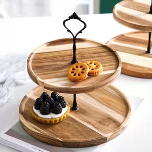 ชั้นวางขนมไม้แบบสองชั้นและสามชั้นสำหรับจัดแสดงในงานปาร์ตี้ - Product Image 4