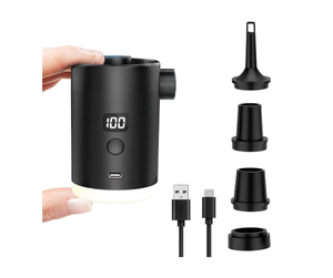 ปั๊มลม USB แบบพกพา LCD ขนาดเล็ก ชาร์จไฟได้ สำหรับเตียงนอน ที่นอน พลาสติก เหมาะสำหรับตั้งแคมป์กลางแจ้ง - Product Image 1