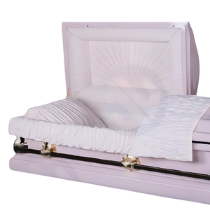 Prezzo di fabbrica stile americano Lt. Rosa sfumato argento finitura metallo scrigno Crepe interno per il funerale - Product Image 2