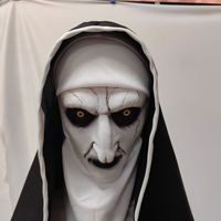 Masque de nonne effrayant pour cosplay et Halloween, accessoire de déguisement d'horreur avec grimace terrifiante