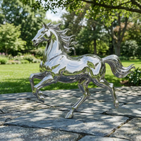 Estatua de Caballo de Tamaño Real en Acero Inoxidable Moderno con Técnica de Fundición y Serigrafía para Espacios Comerciales y Jardines Exteriores