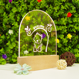 Oval lindo perro patrón acrílico <span class=keywords><strong>regalo</strong></span> USB madera cumpleaños <span class=keywords><strong>regalo</strong></span> conjunto <span class=keywords><strong>noche</strong></span> luz romántica 3D ilusión LED lámparas <span class=keywords><strong>de</strong></span> luz - Product Image 5