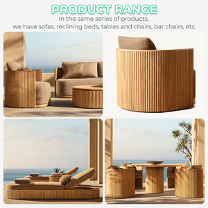 Muebles de Patio Modernos de Teca, Juego de Muebles de Exterior Impermeables, Sofá de Patio con Brazos, Sofás de Exterior, Conjuntos de Jardín para Hotel, Sofá de Madera para el Borde de la Piscina - Product Image 5