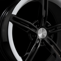 Jante en alliage d'aluminium forgé 5 branches noir brillant avec accent blanc LOUIS&MIKE pour voiture 18-22 pouces