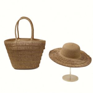 Women's <b>Large</b> Capacity Fashionable Zipper Closure Tote <b>Bag</b> 2025 New Straw Woven <b>Beach</b> <b>Bag</b> with Tassels - Product Image 4