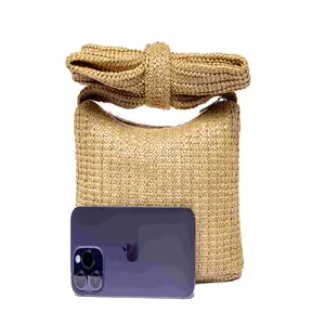 2024 Strohbeutel im neuen Stil Luxus-Frauenstrand-Tote-Taschen Häkeln handgefertigte Handtaschen für Damen