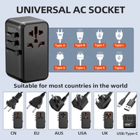 Worldplug Tous Ports Chargeur d'alimentation mural à charge rapide GaN 85W Type C Adaptateur universel de prise de voyage avec câble rétractable
