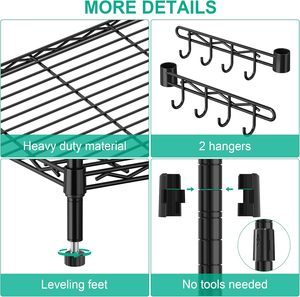 Folews 6-Tier Cán Kim Loại lưu trữ kệ có thể điều chỉnh dây Kệ Rack Organizer tiện ích lưu trữ đơn vị cho nhà bếp nhà để xe - Product Image 4
