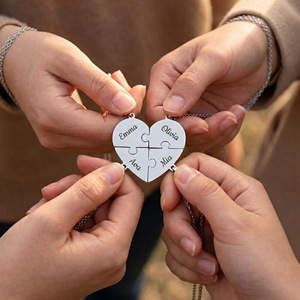 Collana Personalizzata con Ciondolo a Cuore Puzzle in Lega di Rame, Stile Minimalista OL, Placcata in Oro Rosa, Fai-da-Te - Product Image 1