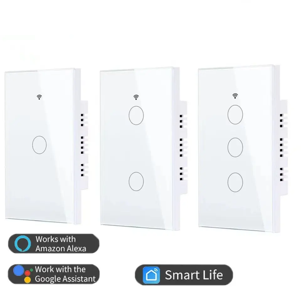Tuya Wifi Smart Switch Rf433 1/2/3/4 Gang Eu Uk Muur Touch Light Schakelaar App/Touch Control Wandschakelaar