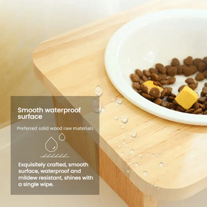 Comedero de Cerámica para Mascotas, Comedero Elevado para Gatos, Comederos para Mascotas con Soporte de Madera de Roble, Comedero de Cerámica para Mascotas, 5 Comederos Inclinados para Agua, Aptos para Microondas - Product Image 3