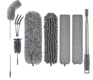 Brosses de nettoyage en microfibre à manche télescopique réglable en acier inoxydable pour usage domestique, flexibles - Product Image 1