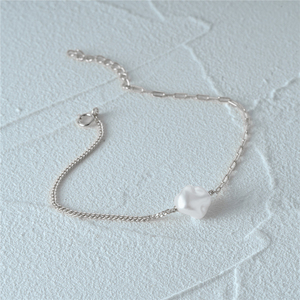 CANNER Minimalist S925 <b>Silver</b> <b>Bracelet</b> Simple Freshwater Pearl Jewelry Cute Thin Paperclip Chain Pearl <b>Charms</b> <b>Bracelet</b> Gifts - Product Image 2