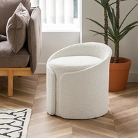 Tabouret de coiffeuse moderne en tissu blanc rond avec dossier, chaise de maquillage