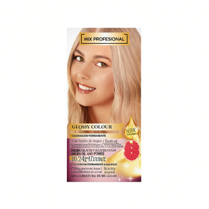 Kit de coloration capillaire permanente professionnelle brillante Mix Profesional 10 23 Blond Platine avec huile d'argan et pomelo pour une couverture complète des cheveux gris - Product Image 1