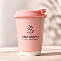 Gobelet à café en papier à double paroi, isolé, avec couvercle en forme de cœur, logo personnalisé, écologique, vente en gros, usine de gobelets à café