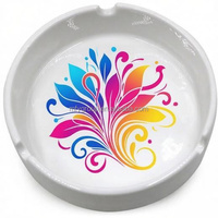 Cendrier rond en céramique blanche personnalisé pour cigares, cendrier noir pour fumer, autres accessoires pour cigarettes, plateaux à rouler OEM/ODM, cendriers
