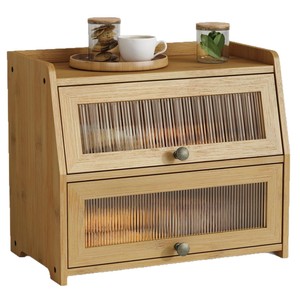 Boîte de rangement à pain multicouche en bois Shengyang, 3 étages, anti-poussière, organisateur de cuisine de bureau avec poignée vintage - Product Image 5