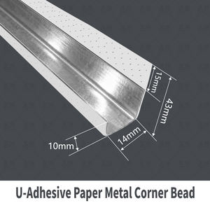 Profilé d'angle métallique adhésif en forme de U et de L, pour le serrage des bords des plaques de plâtre et les coins de mur - Product Image 5